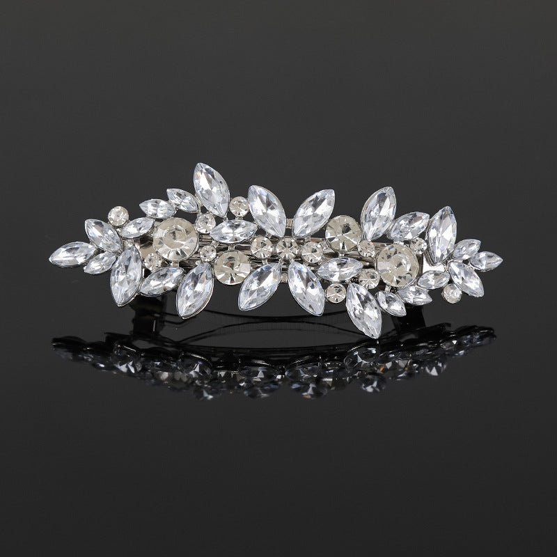 Rhinestones floral metal hair barrette