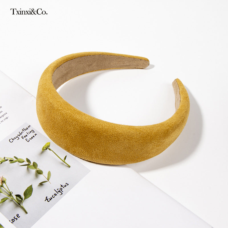 Plain colour soft suede wide headband