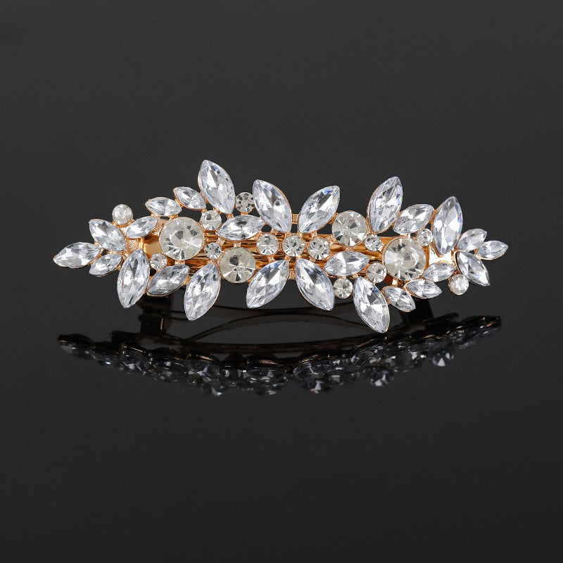 Rhinestones floral metal hair barrette