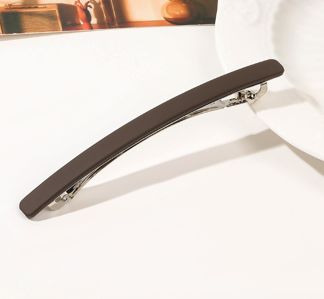 Slim matte resin hair barrette