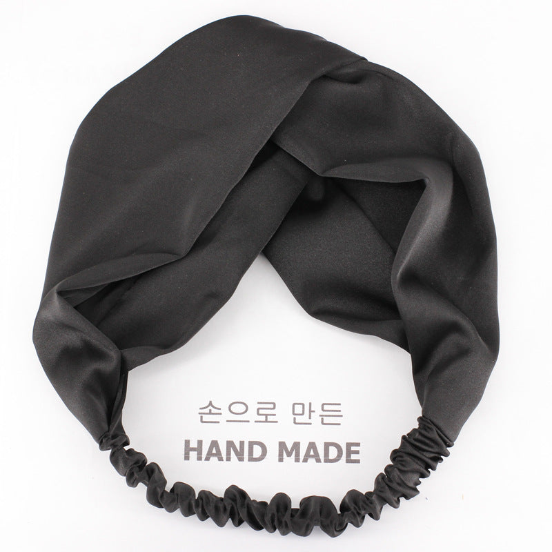 Twist front silky satin elastic headband