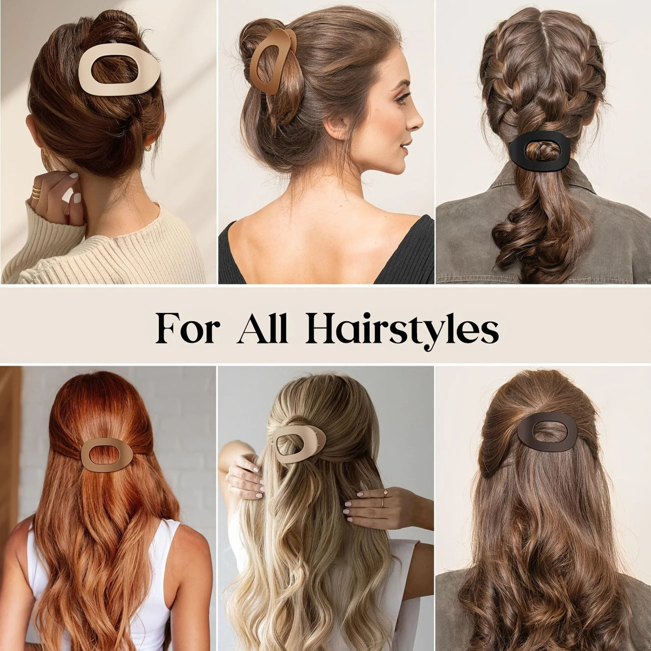 Oval flat hair claw