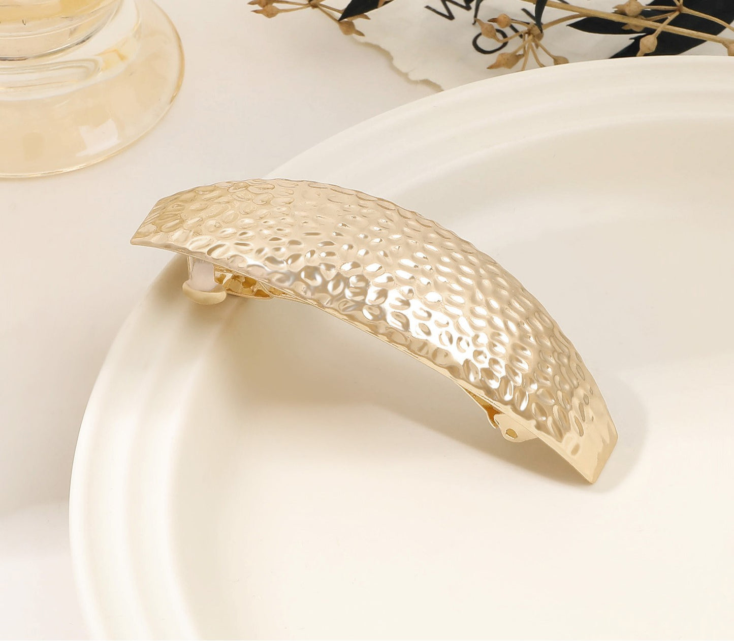 Gold metallic hair barrette