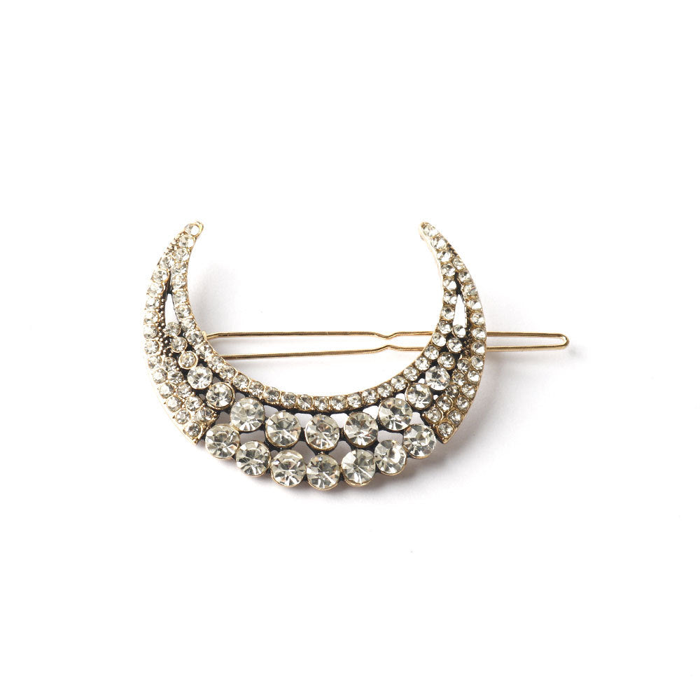 Clear rhinestones moon hair slide