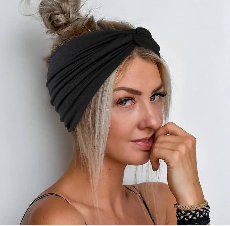 Super wide twist front stretchy headband
