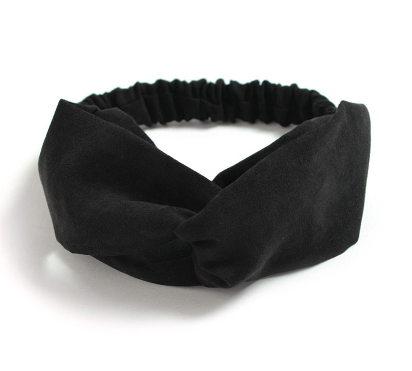 Plain colours suede twist front elastic headband