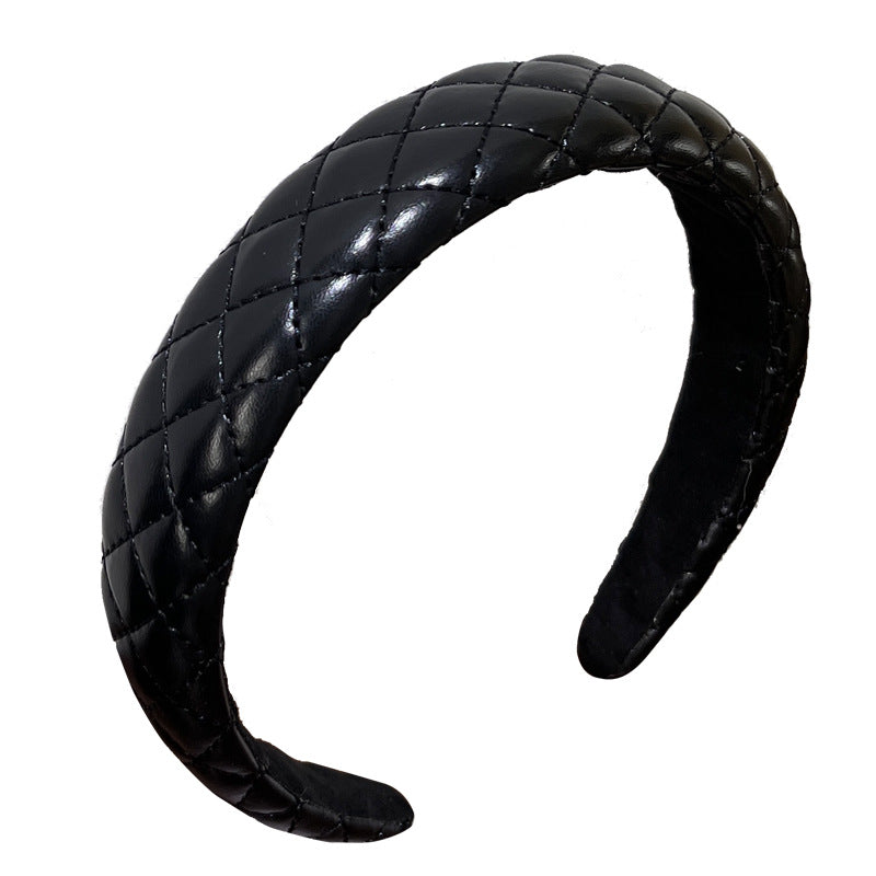 Stitched diamond patterned soft leather headband