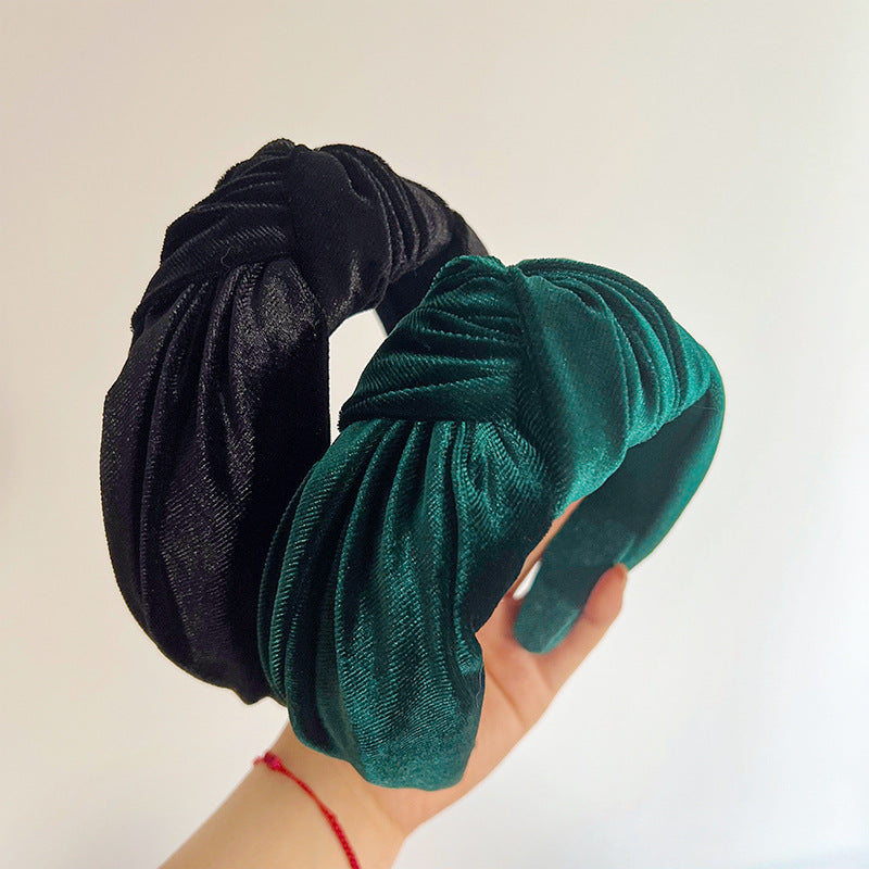Large knotted smooth velvet headband
