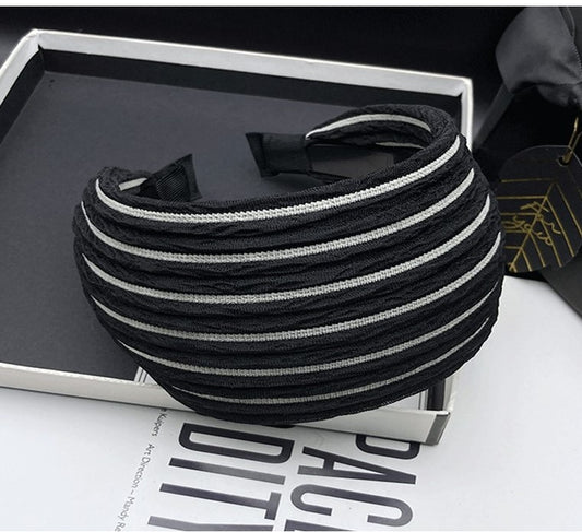 7cm wide striped black headband