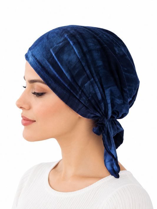 Tie-dye hair cap with tail