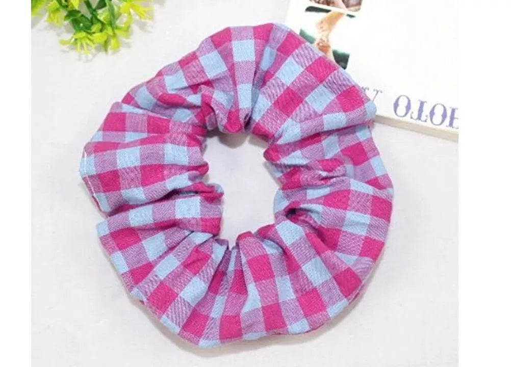 Cotton black gingham scrunchies
