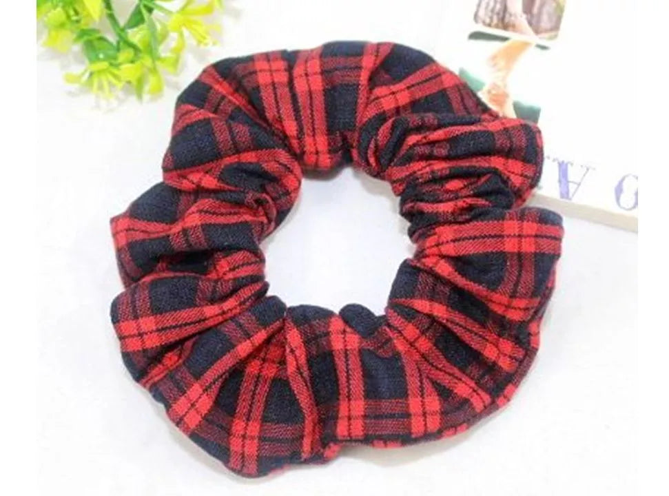 Cotton black gingham scrunchies
