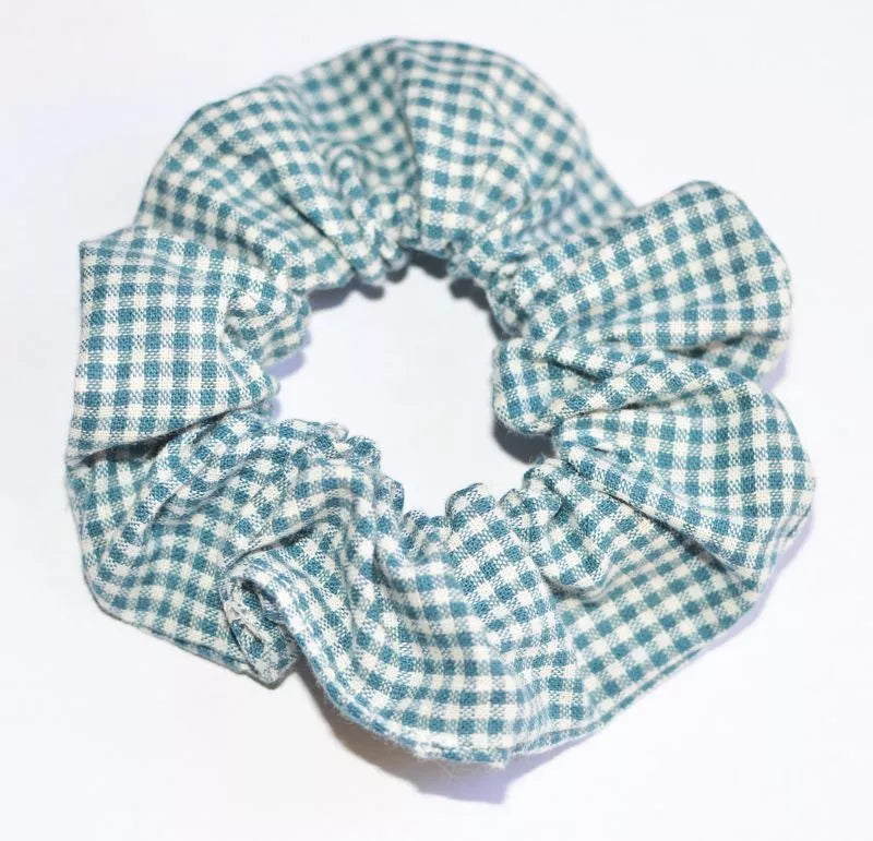 Cotton black gingham scrunchies