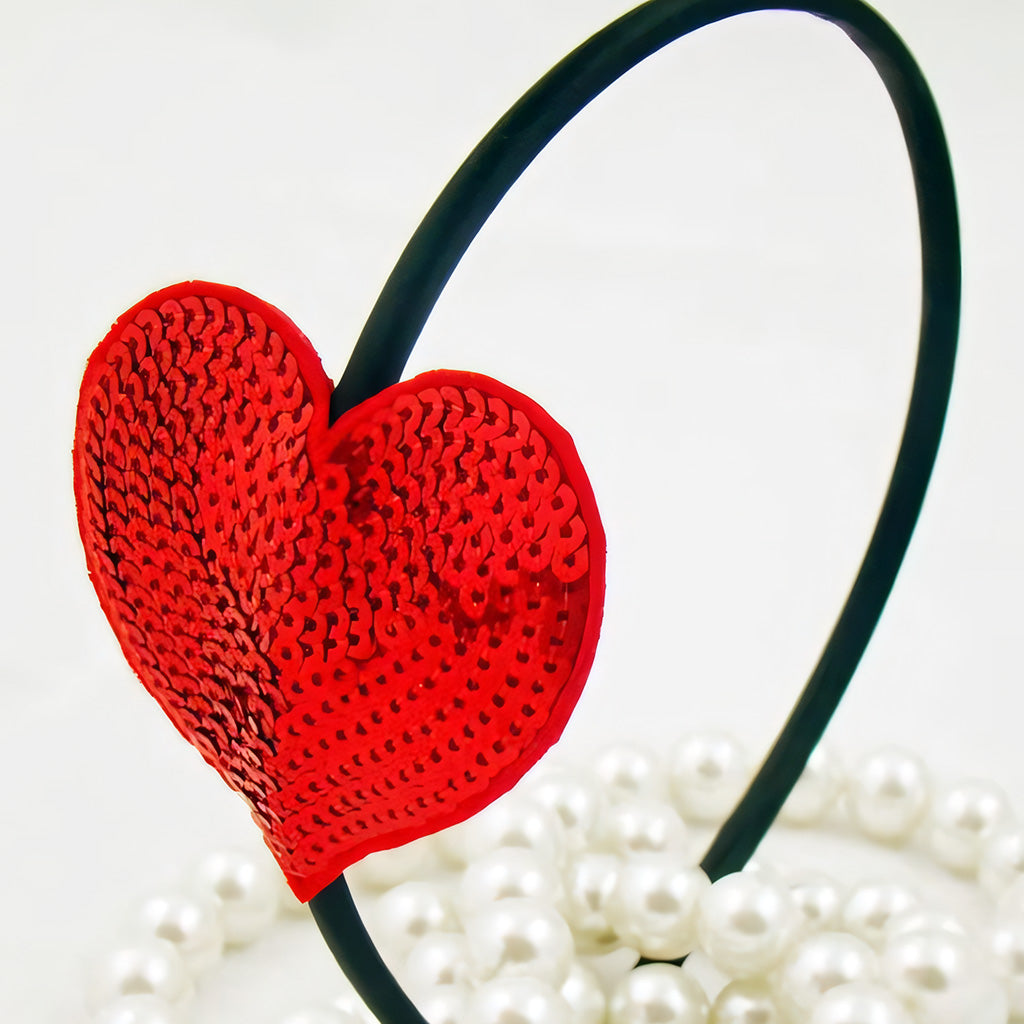 Red sequins heart shape headband