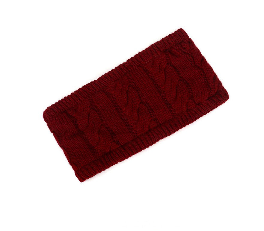 Fleece lined braids patterned loop knitted headband