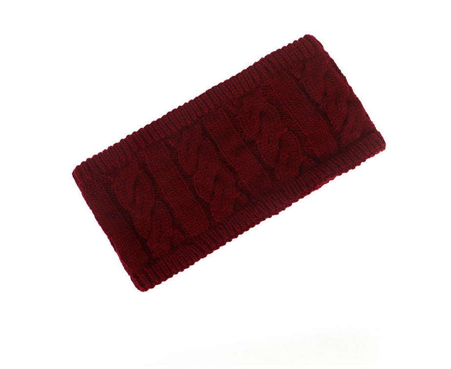 Fleece lined braids patterned loop knitted headband
