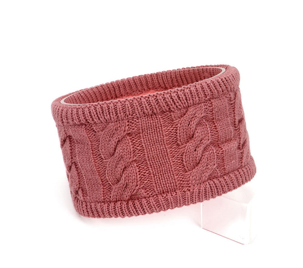 Fleece lined braids patterned loop knitted headband