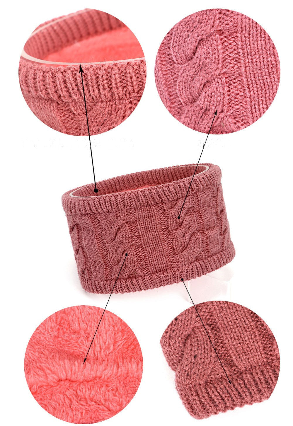Fleece lined braids patterned loop knitted headband