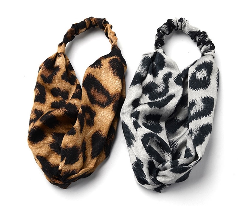 Large leopard print elastic headband