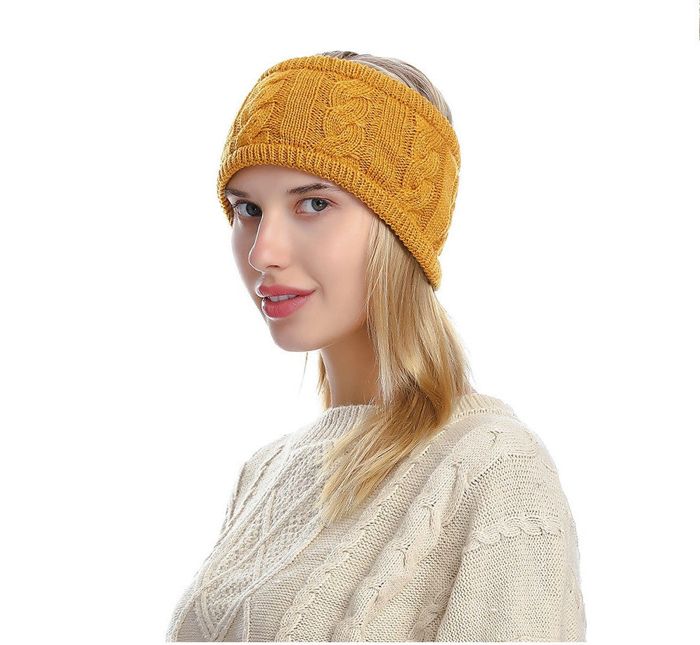 Fleece lined braids patterned loop knitted headband