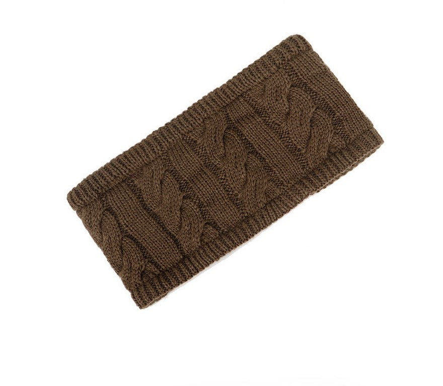 Fleece lined braids patterned loop knitted headband