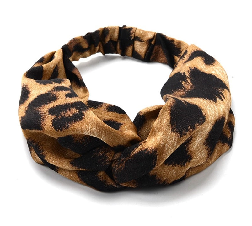 Large leopard print elastic headband