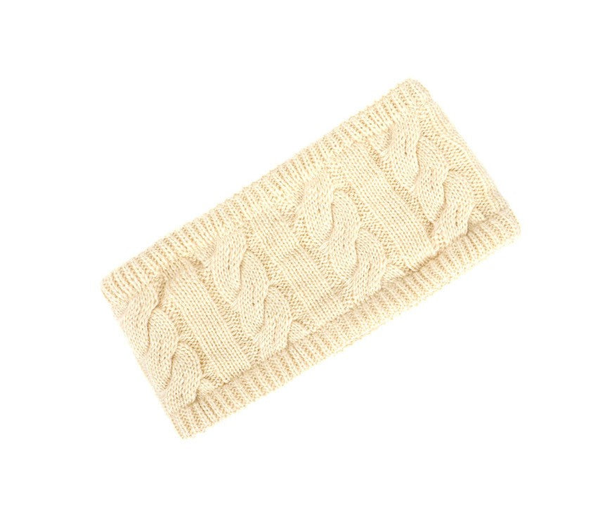 Fleece lined braids patterned loop knitted headband