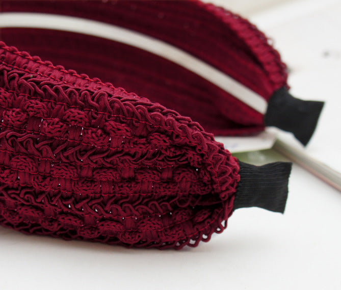 7cm-wide patterned knitted lace plain colours headband