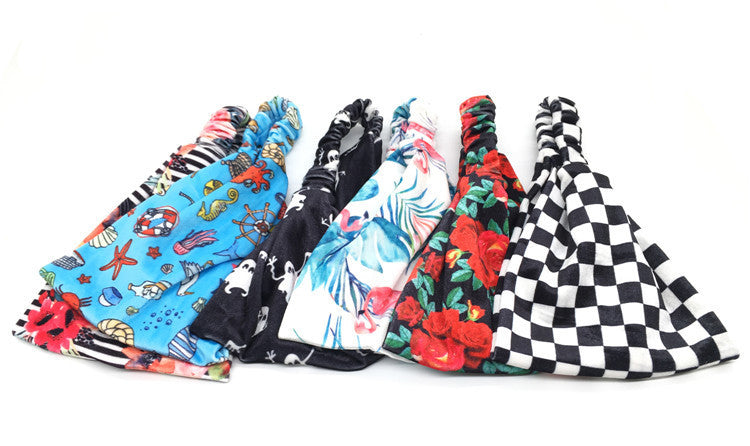 Printed velvet bandanna headband