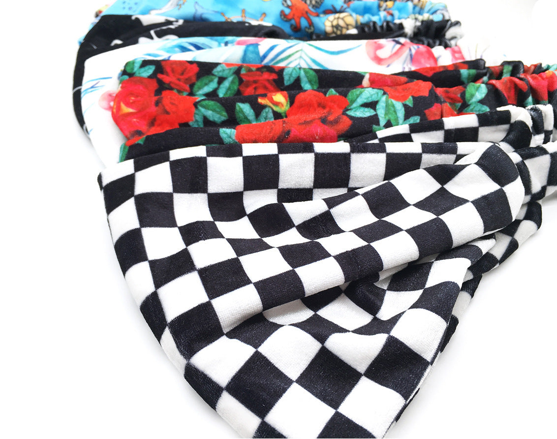 Printed velvet bandanna headband