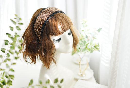 7.5cm-wide Floral edged knitted threads headband