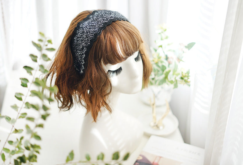 7.5cm-wide Floral edged knitted threads headband