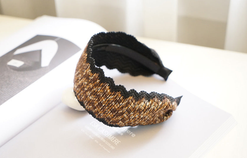 7.5cm-wide Floral edged knitted threads headband