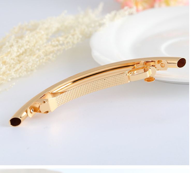 Metal tube crescent hair barrette