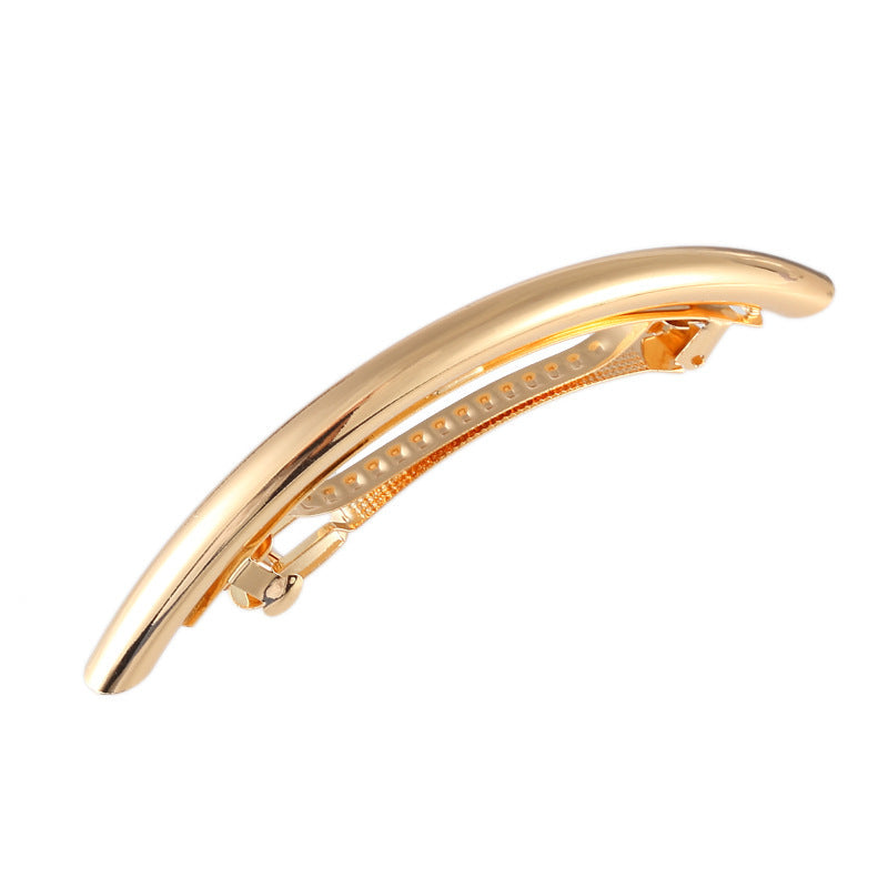 Metal tube crescent hair barrette
