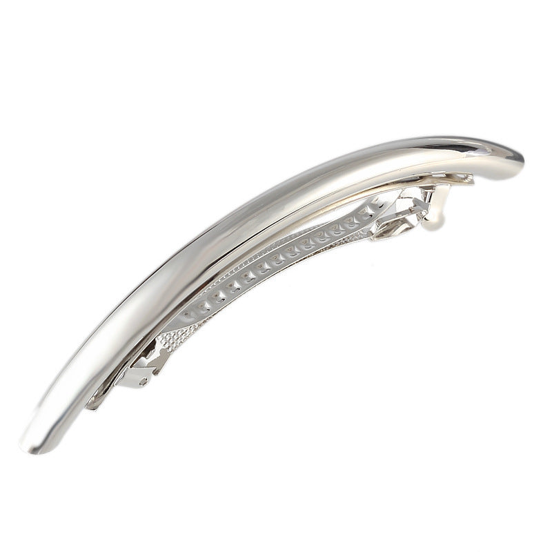 Metal tube crescent hair barrette