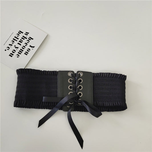 Corset front elastic lace belt