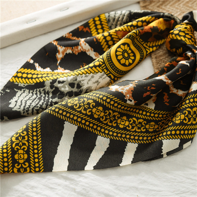 Mixed leopard satin scrunchies with scarf