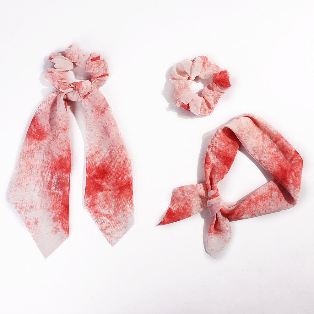 Tie-dye chiffon scrunchies with scarf