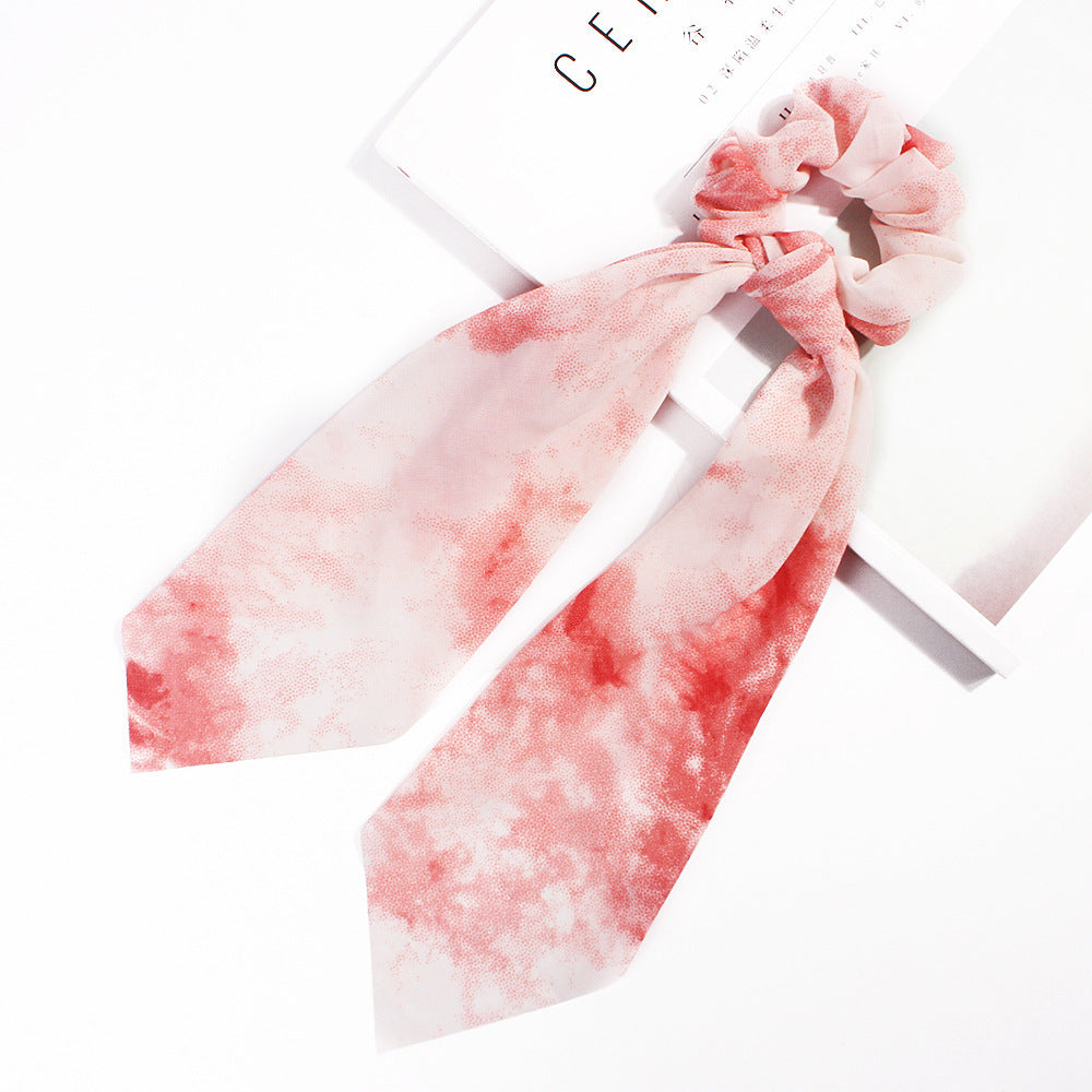 Tie-dye chiffon scrunchies with scarf