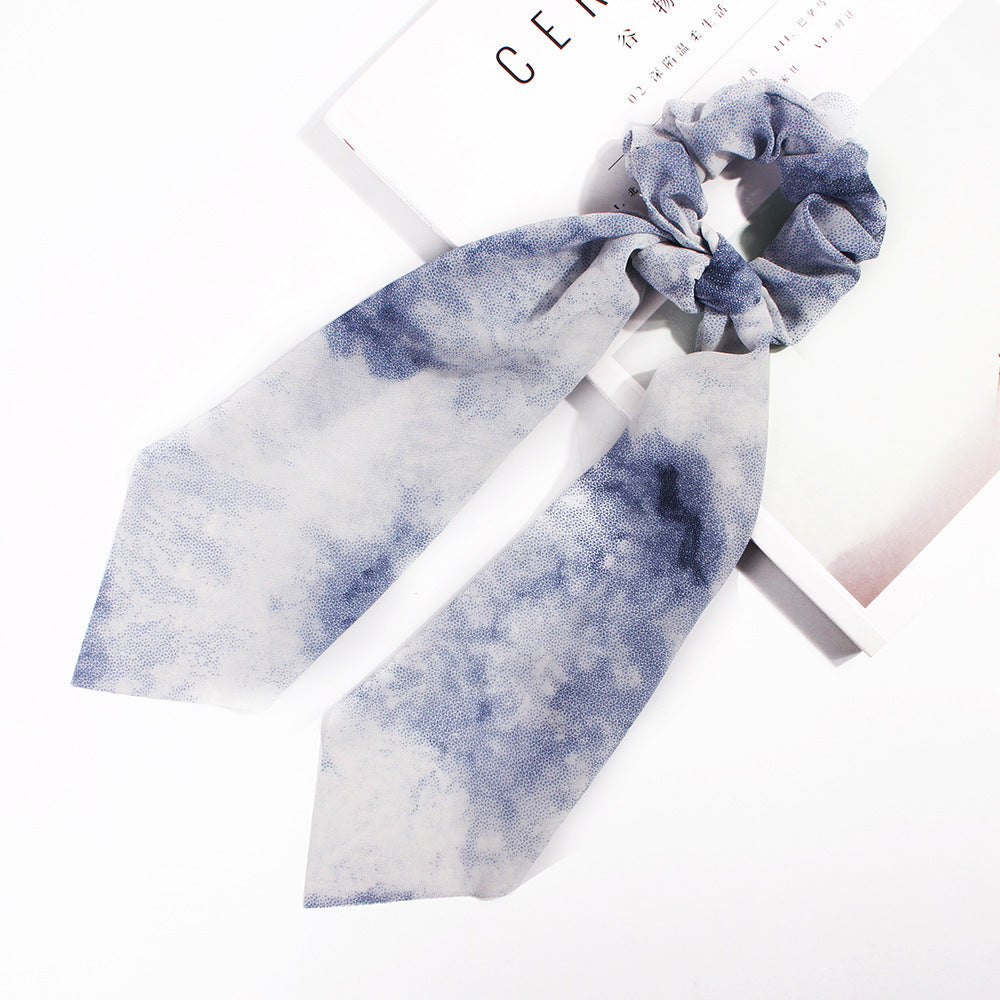Tie-dye chiffon scrunchies with scarf