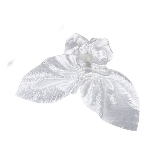 Metallic glossy scrunchies with bow
