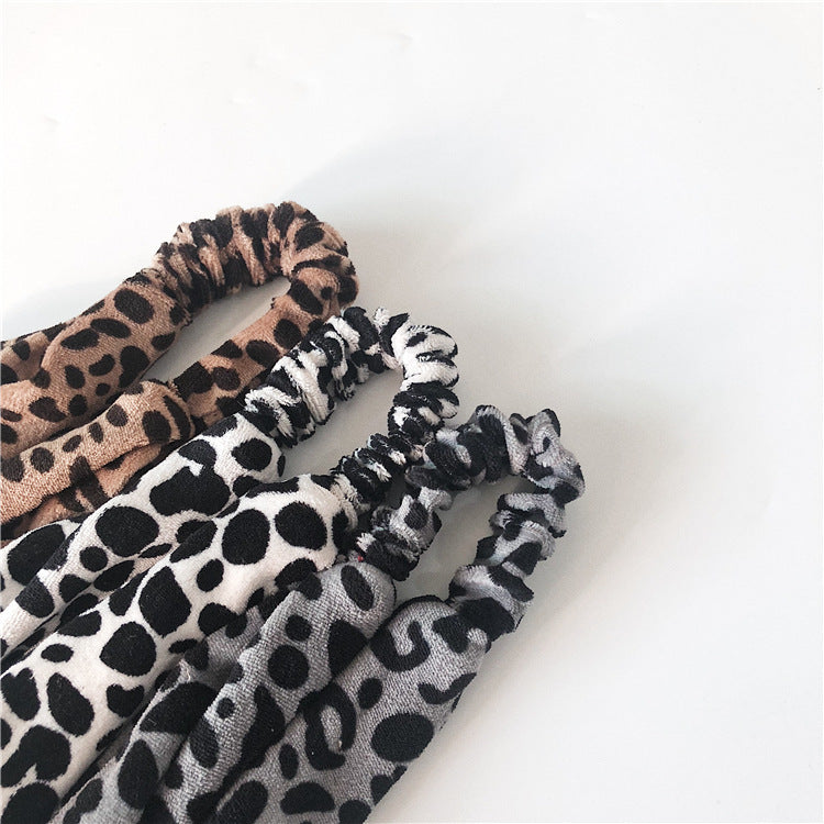 Coral velvet Leopard elastic headband