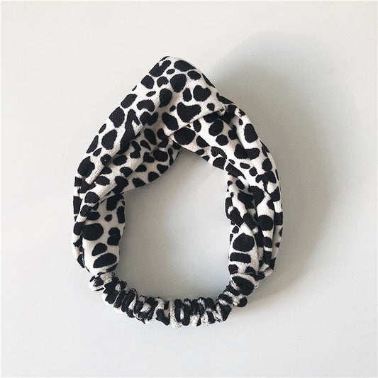 Coral velvet Leopard elastic headband