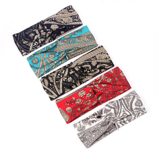 Bohemian style floral prints turban headband