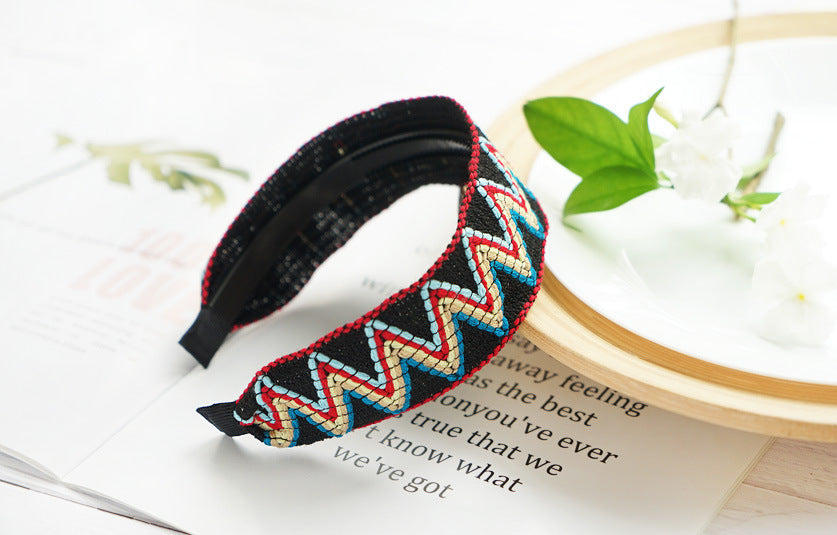 Knitted rainbow waves headband