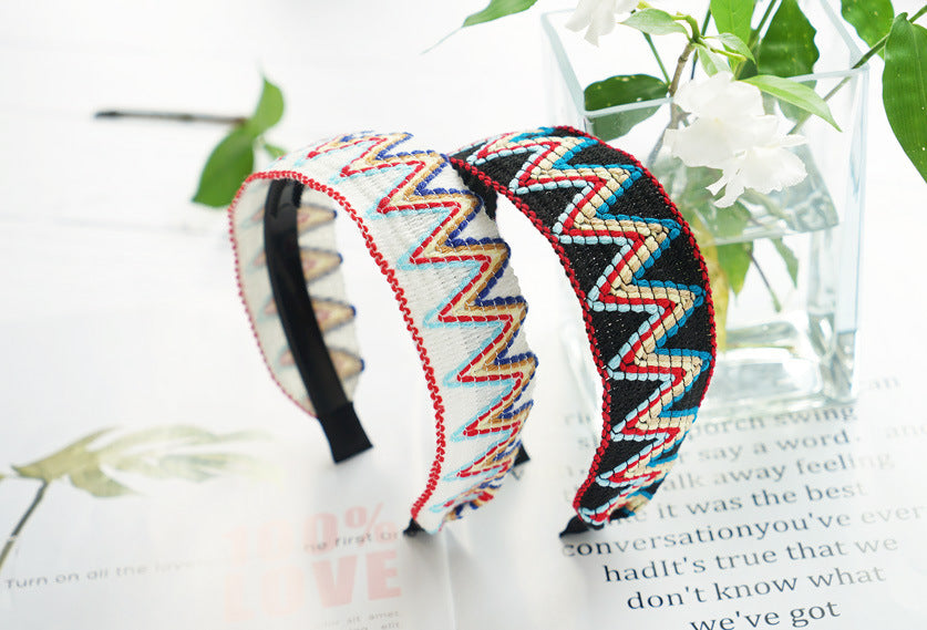 Knitted rainbow waves headband
