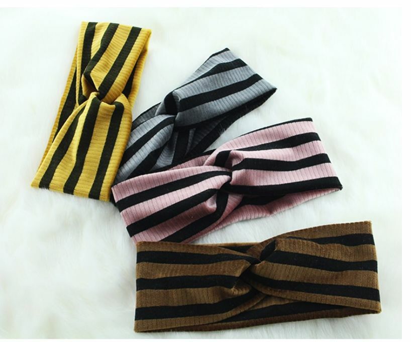 Stripped velvet turban headband