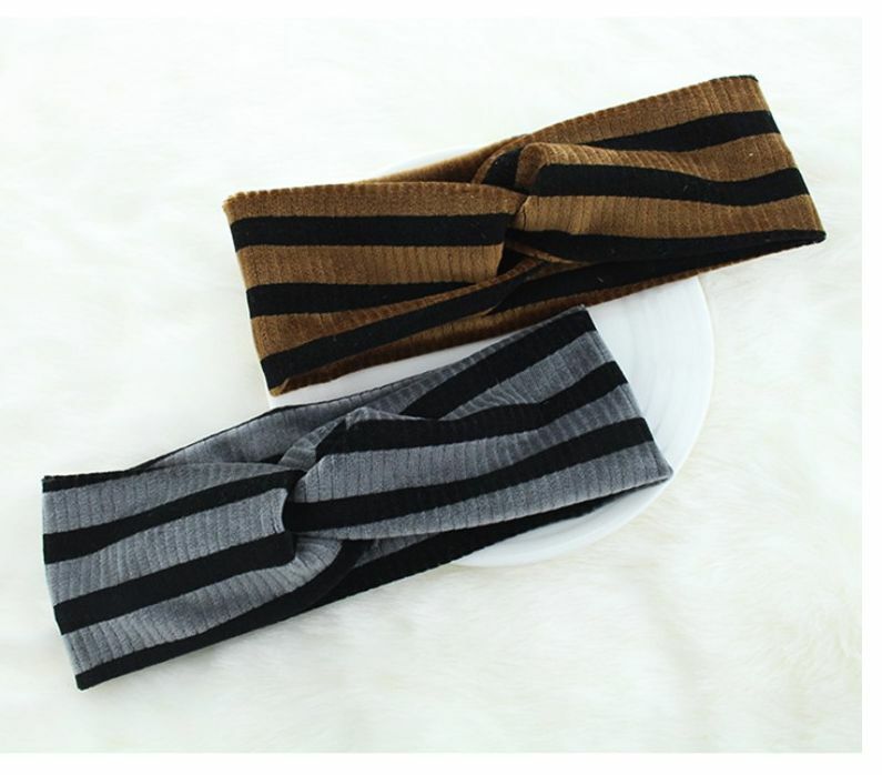 Stripped velvet turban headband