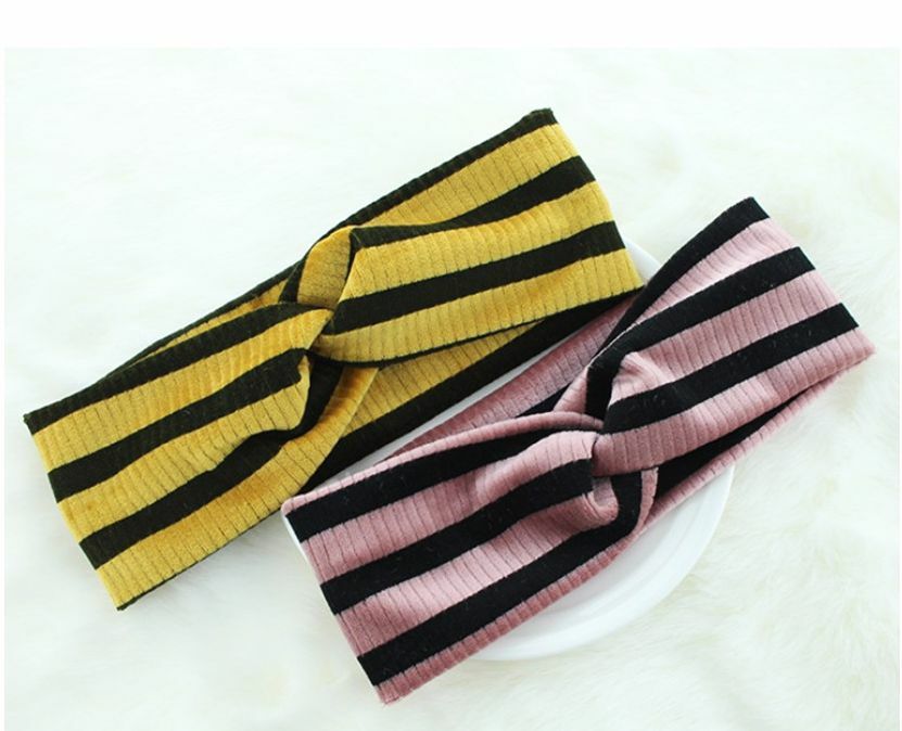 Stripped velvet turban headband